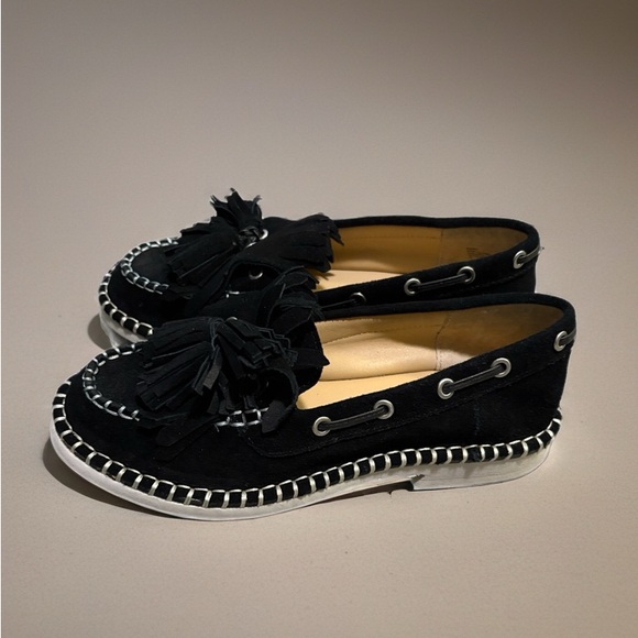 Charles David Shoes - Charles David Black Suede Loafers with Tassels